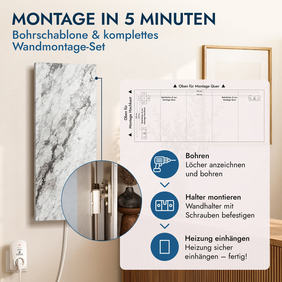 Natursteinheizung 800 Watt inkl. Thermostat