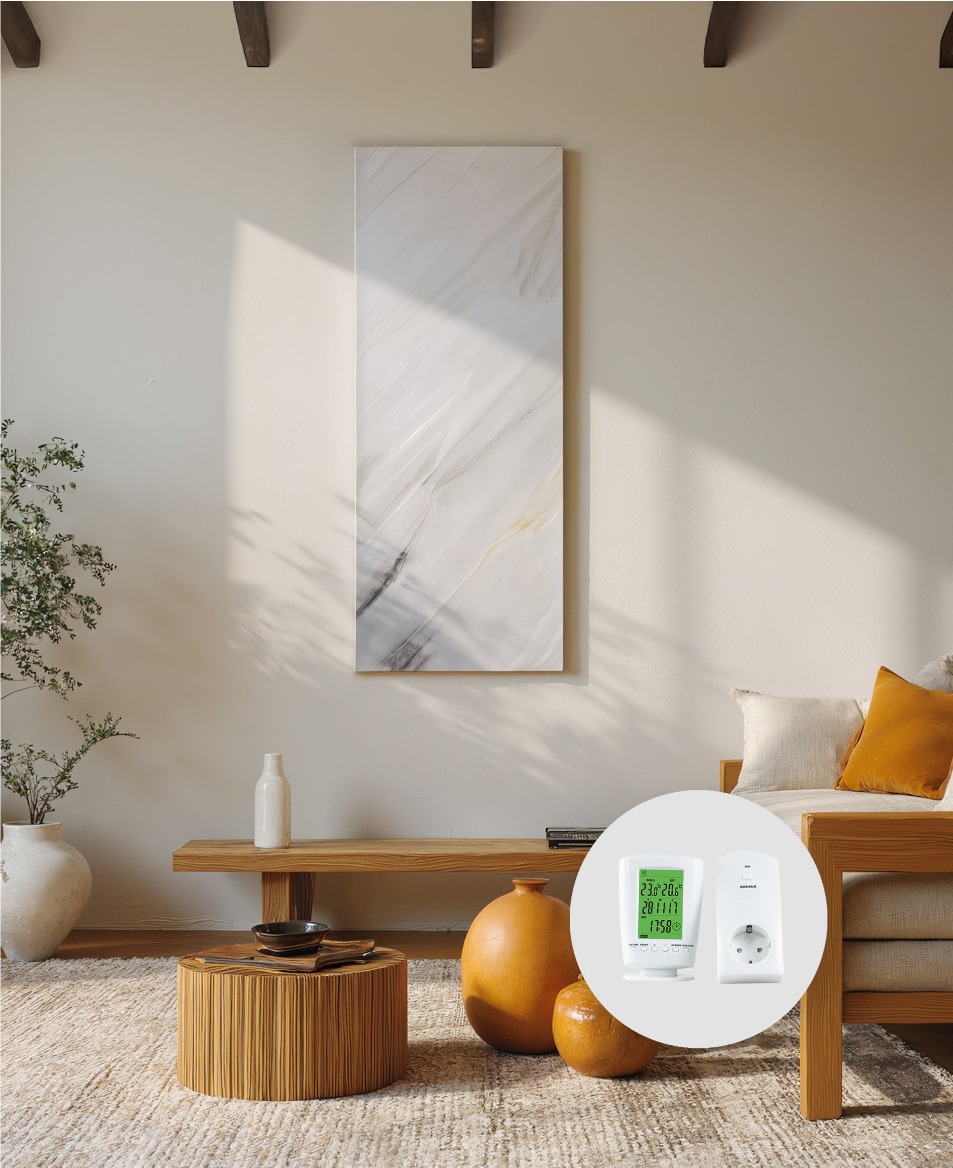 Natuursteen infrarood verwarming 800 watt - bianco