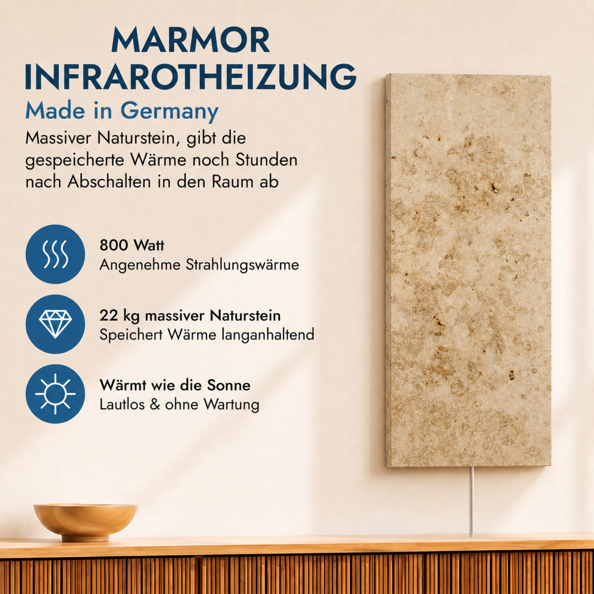 Natursteinheizung 800 Watt inkl. Thermostat