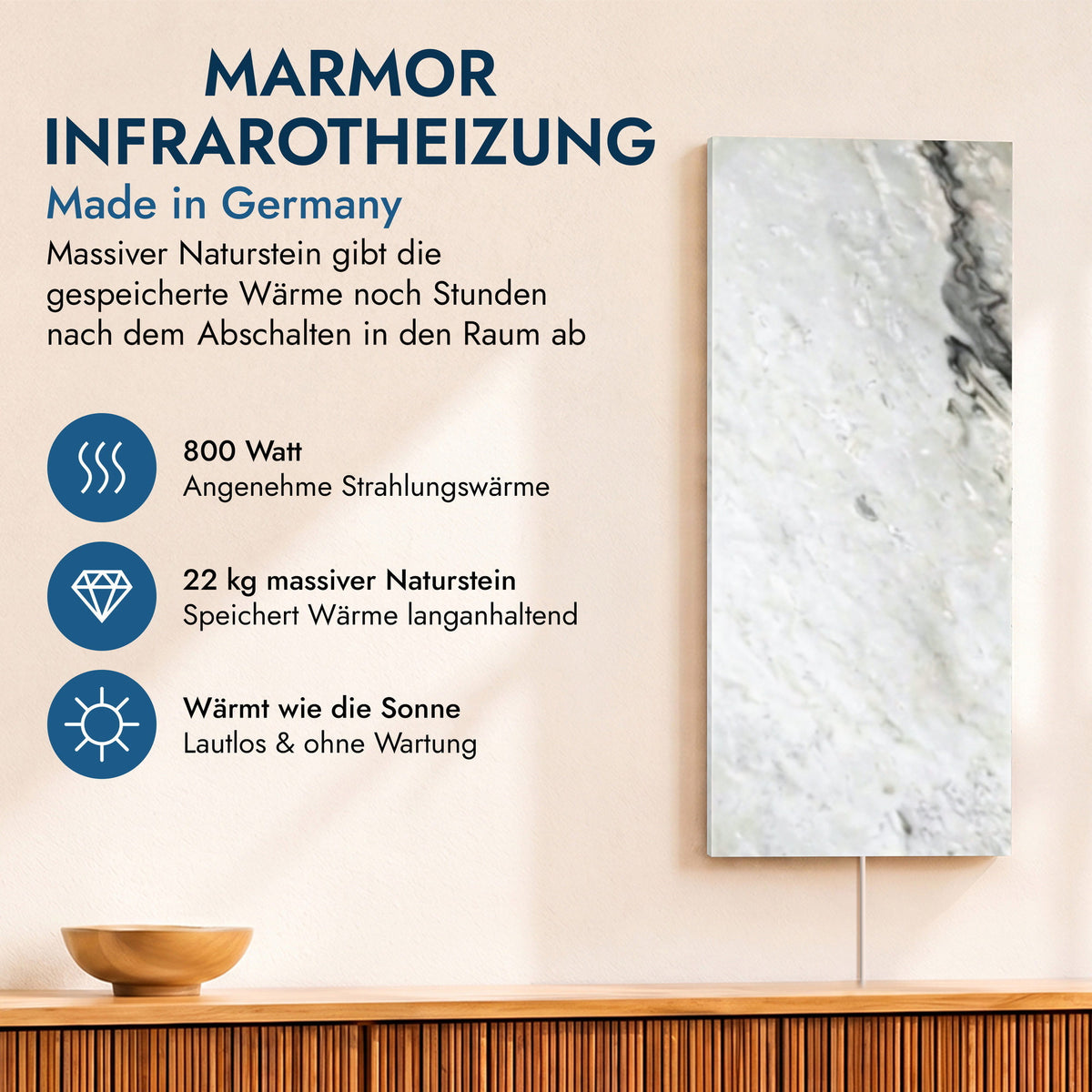 Natursteinheizung 800 Watt inkl. Thermostat