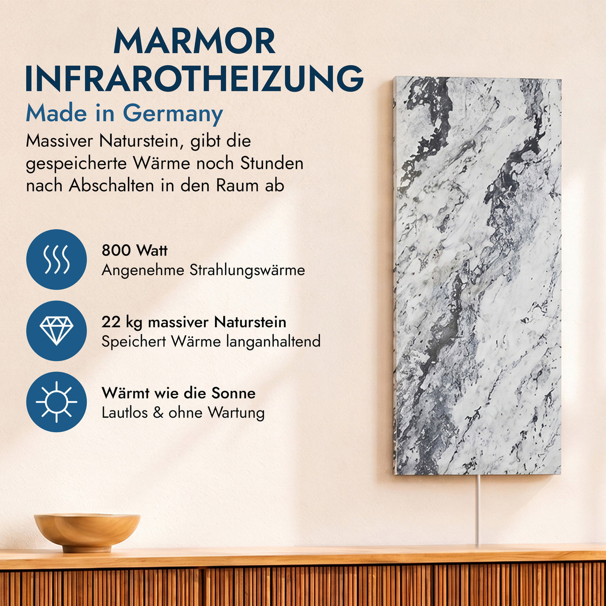 Natursteinheizung 800 Watt inkl. Thermostat