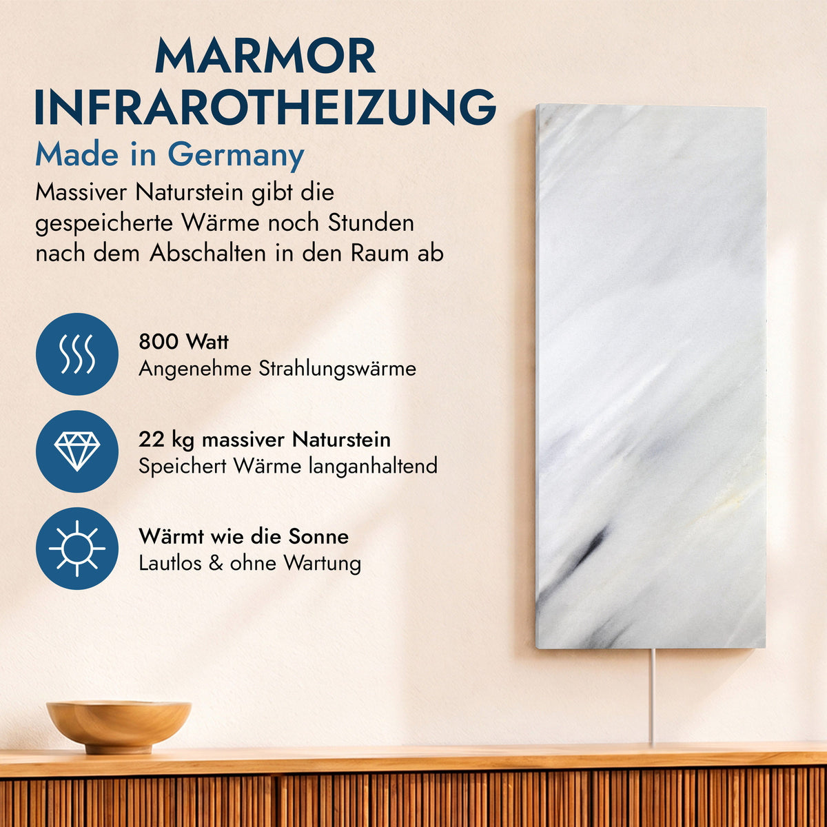 Natursteinheizung 800 Watt inkl. Thermostat