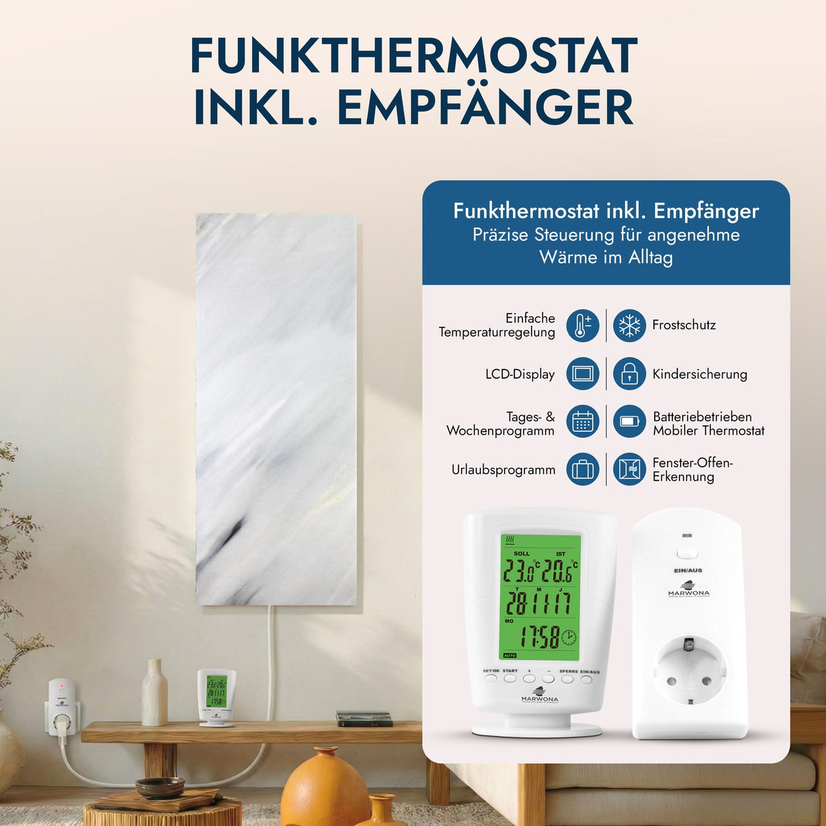 Natursteinheizung 800 Watt inkl. Thermostat