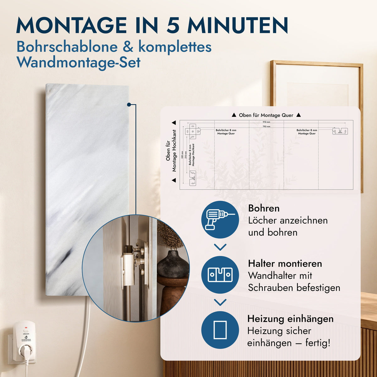Natursteinheizung 800 Watt inkl. Thermostat