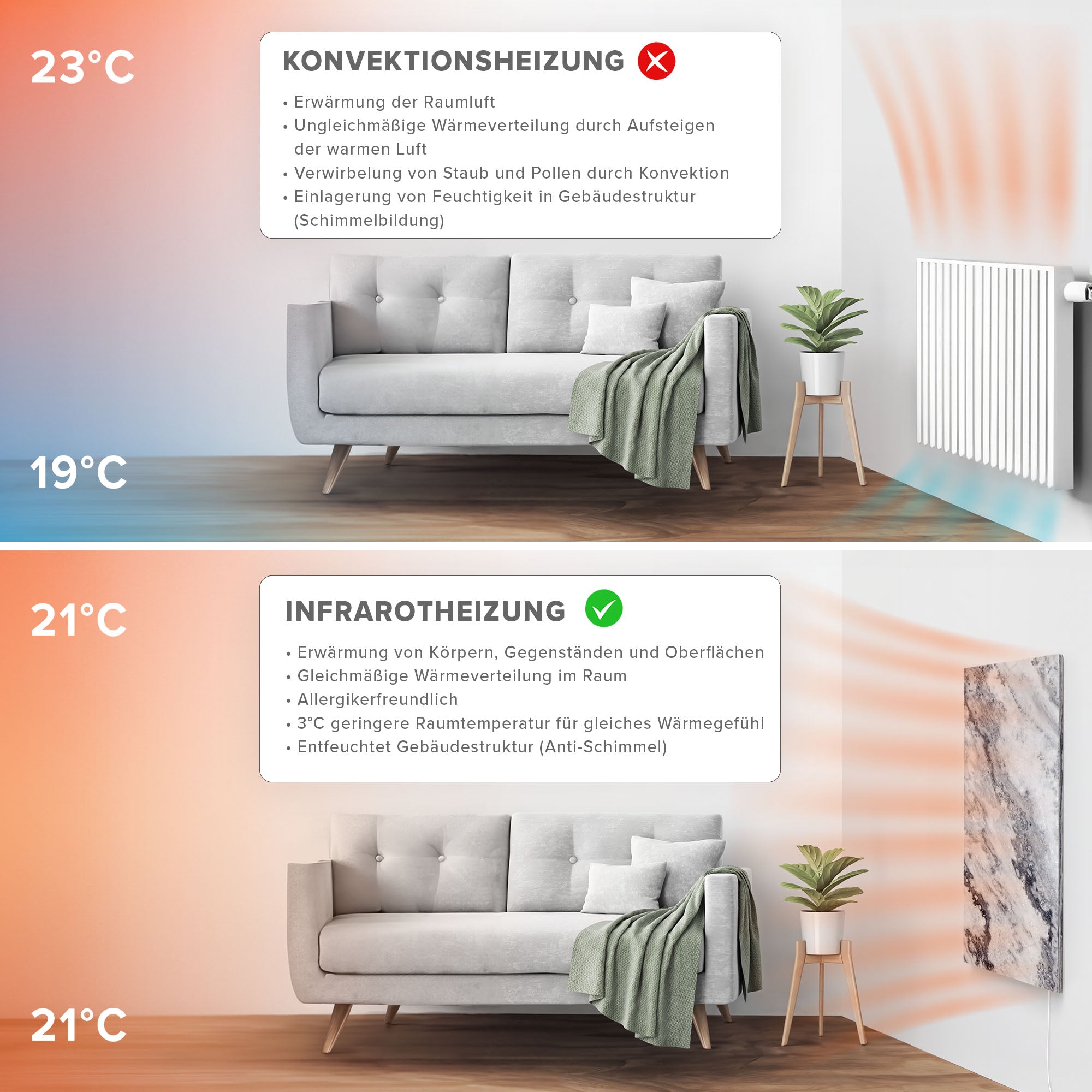 Natursteininfrarotheizung 800 Watt inkl. Standfuß - Qarama