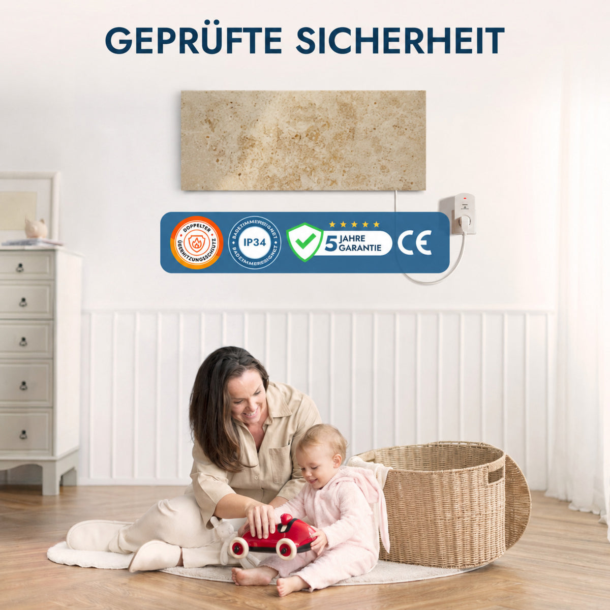 Natursteinheizung 800 Watt inkl. Thermostat