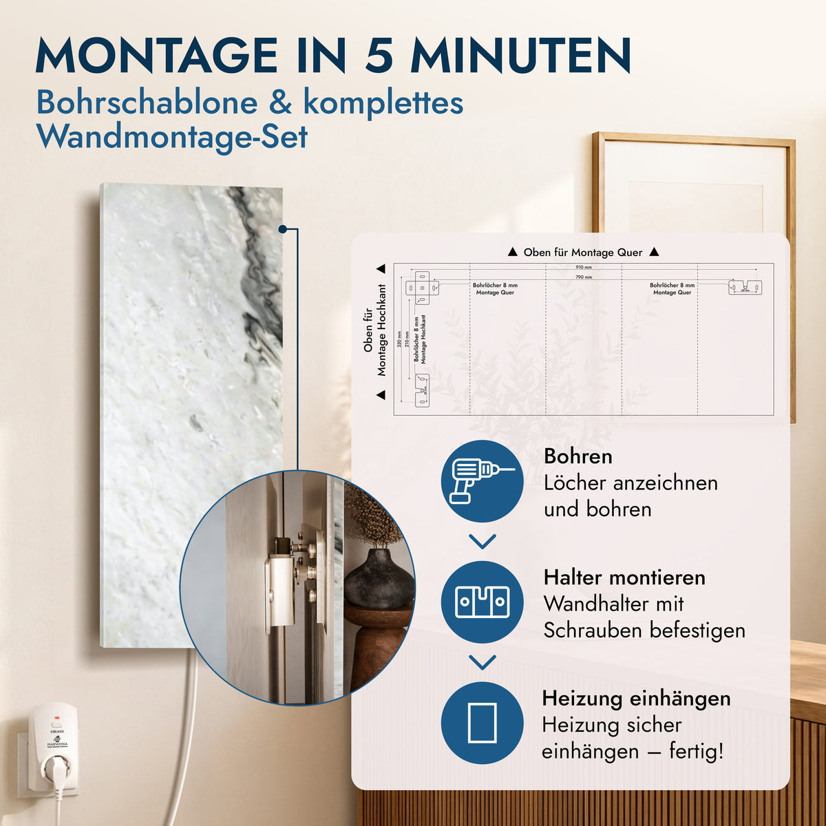 Natursteinheizung 800 Watt inkl. Thermostat